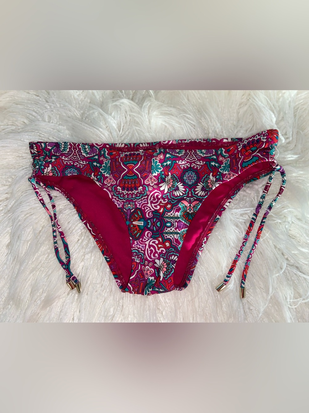 Laundry By Shelli Segal Magenta Paisley Tie-Side Bikini Bottom